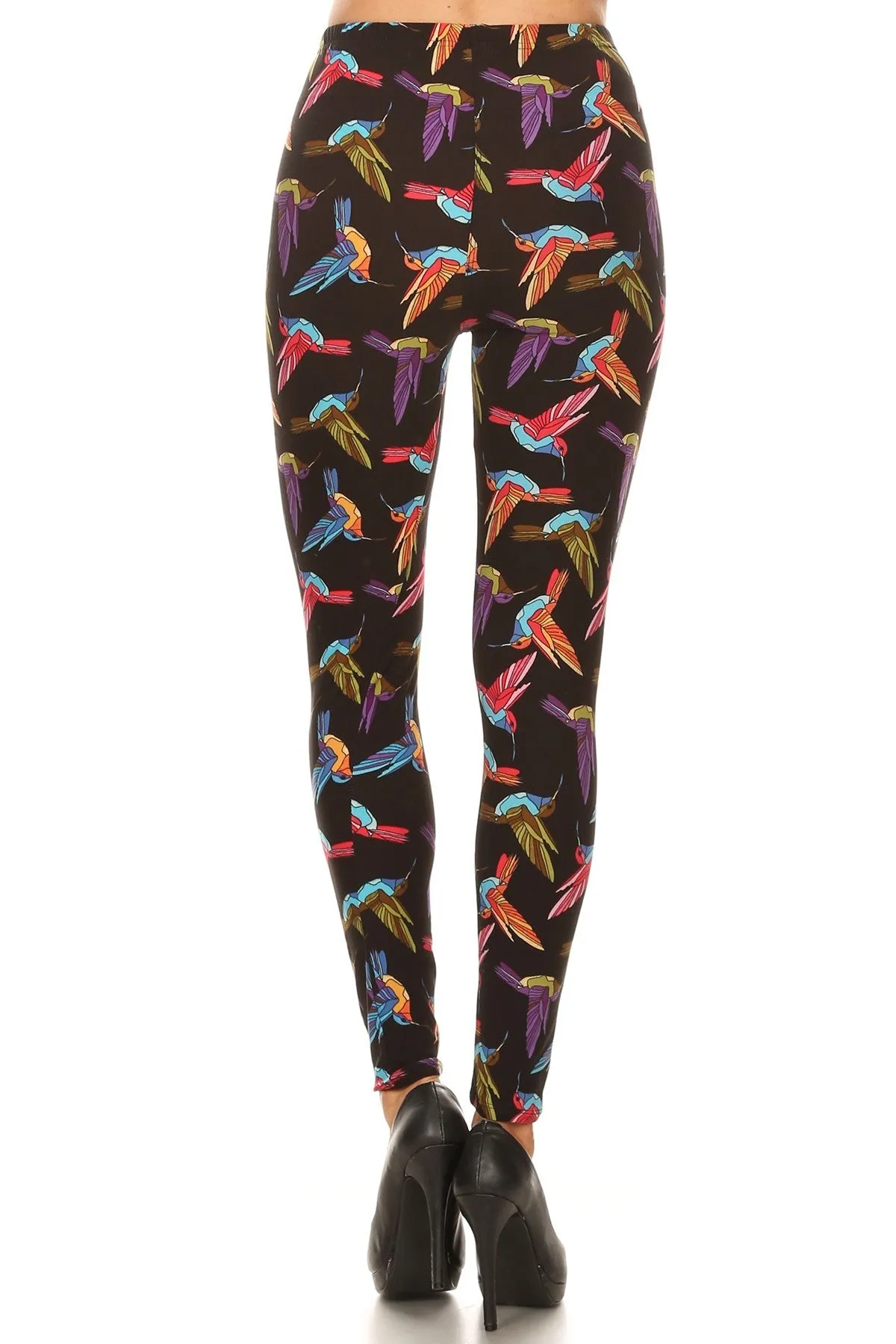 Women's 3X 5X Hummingbird Pattern Printed Leggings