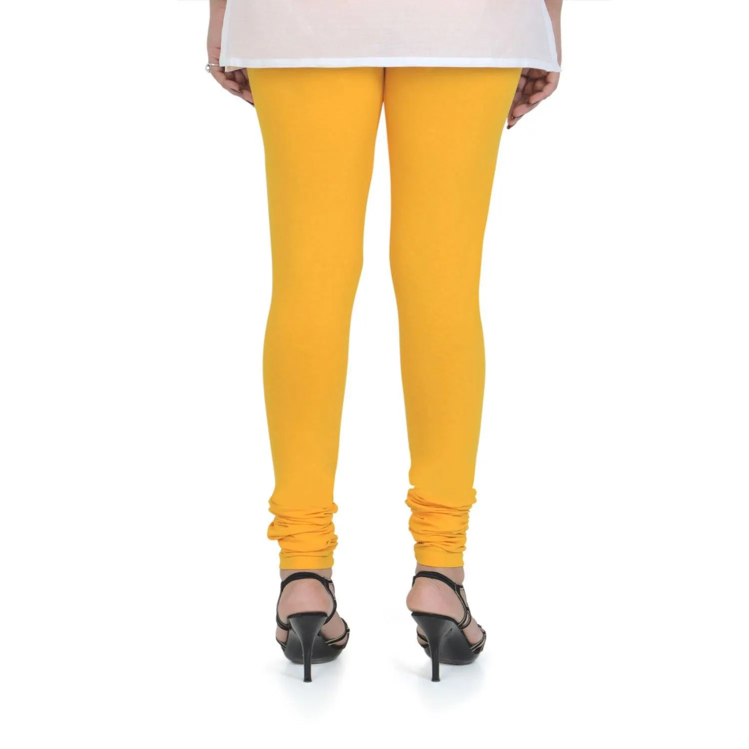 Women's Cotton Churidar Leggings (Free Size) - Golden Glow