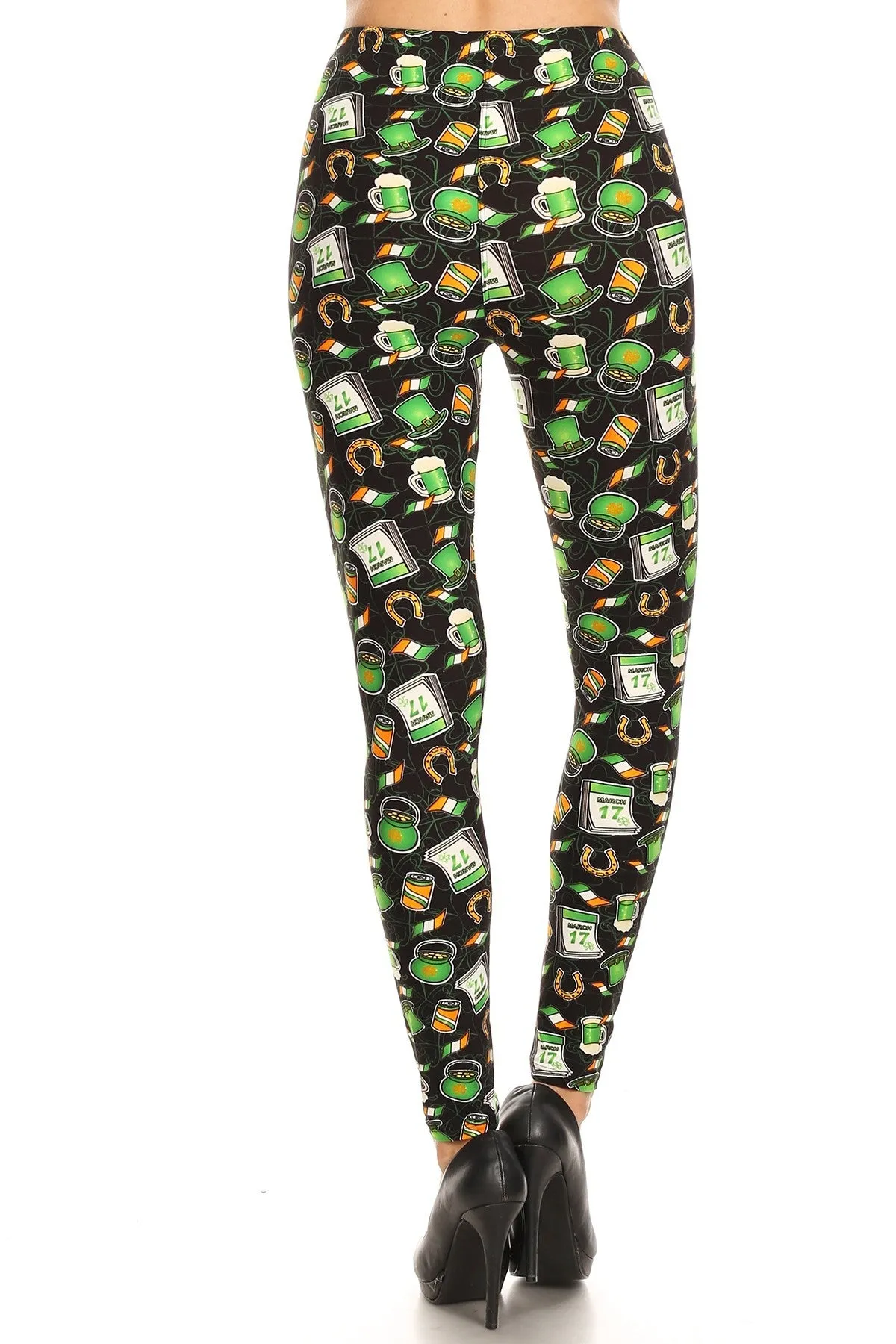 Women's Plus Saint Patrick's Day Theme Pattern Printed Leggings