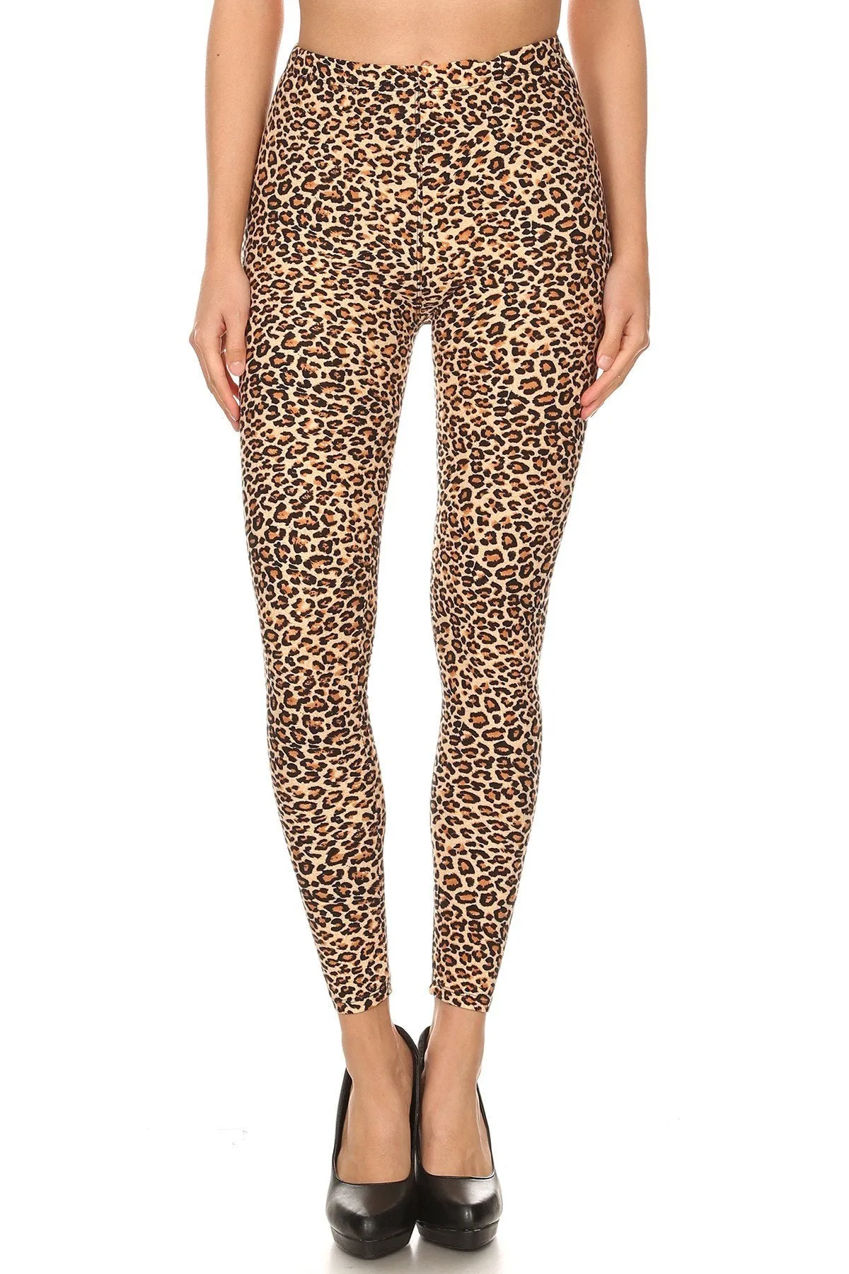 Women's Plus Small Cheetah Animal Skin Pattern Printed Leggings